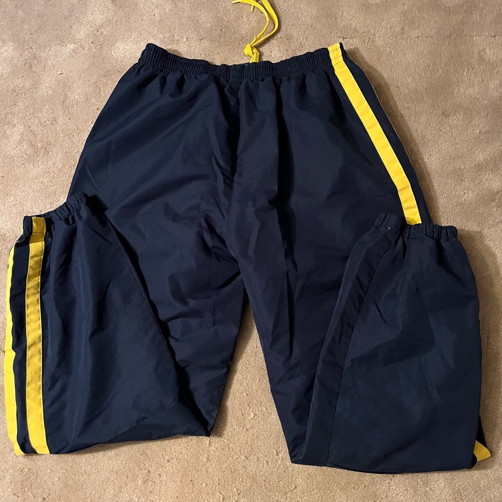 FUBU Navy Track Pants with Yellow Stripes, Drawstring Tie - Picture 4 of 4